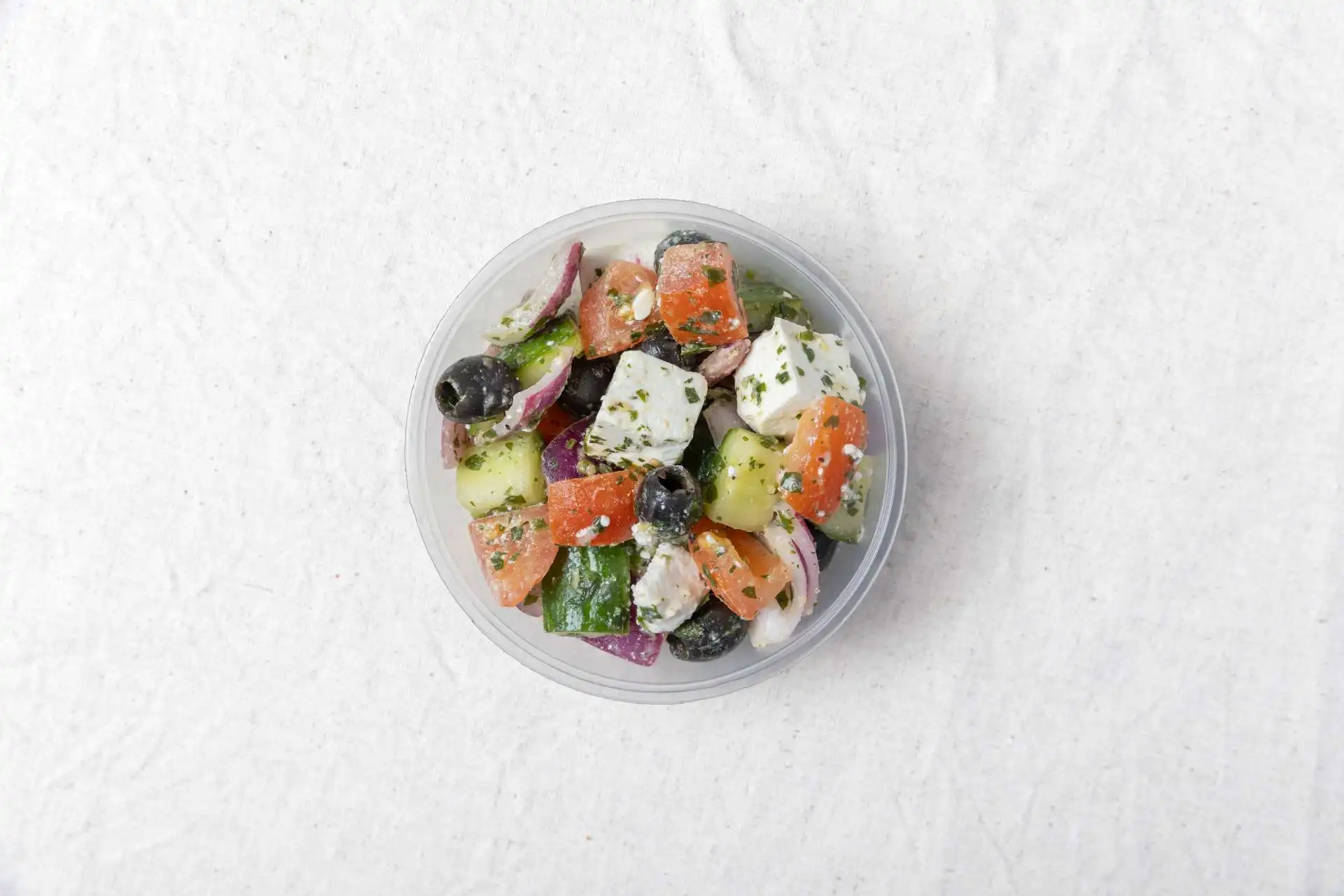 Feta, cucumber and tomato salad